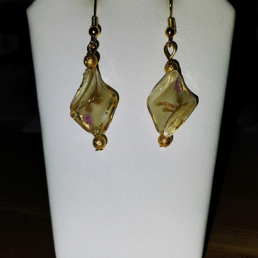 Hand Crafted Twist Glass Drop Earrings